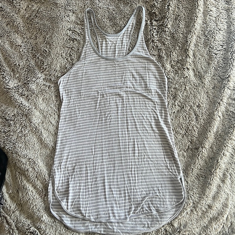 Lululemon gray/white stripe tank